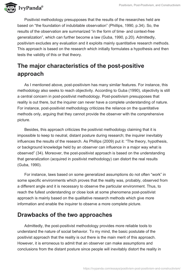Positivism, Post-Positivism, and Constructivism. Page 2