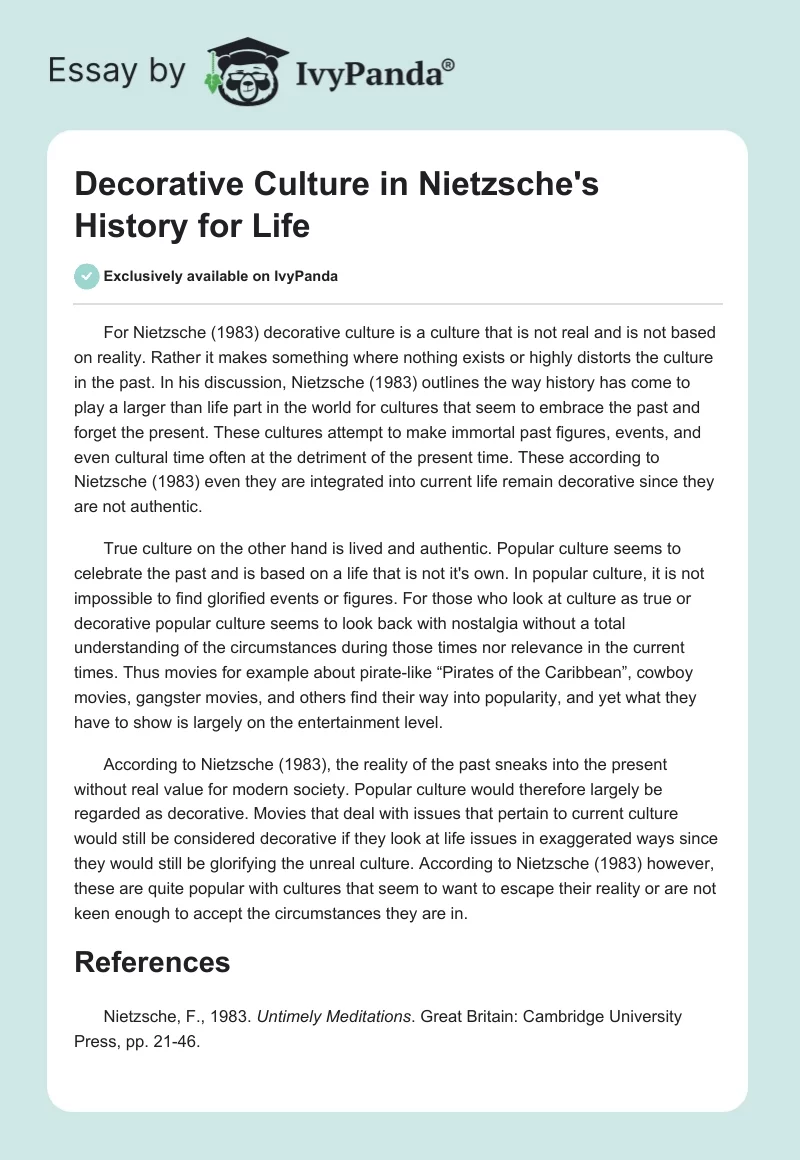 Decorative Culture in Nietzsche's History for Life. Page 1