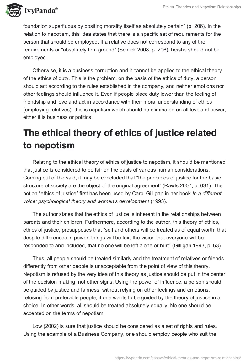 Ethical Theories and Nepotism Relationships. Page 2