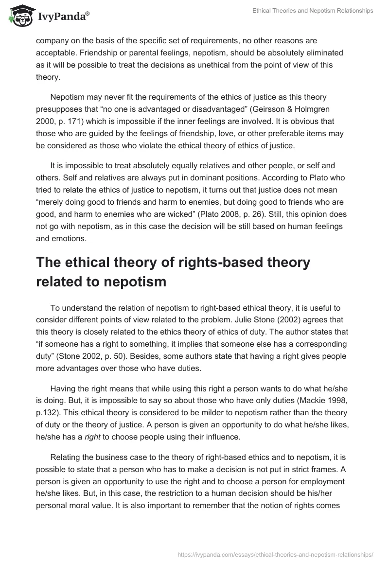 Ethical Theories and Nepotism Relationships. Page 3