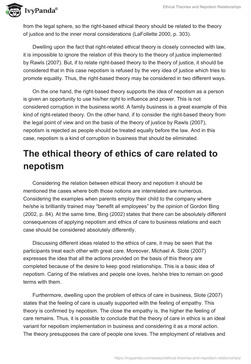 Ethical Theories and Nepotism Relationships. Page 4
