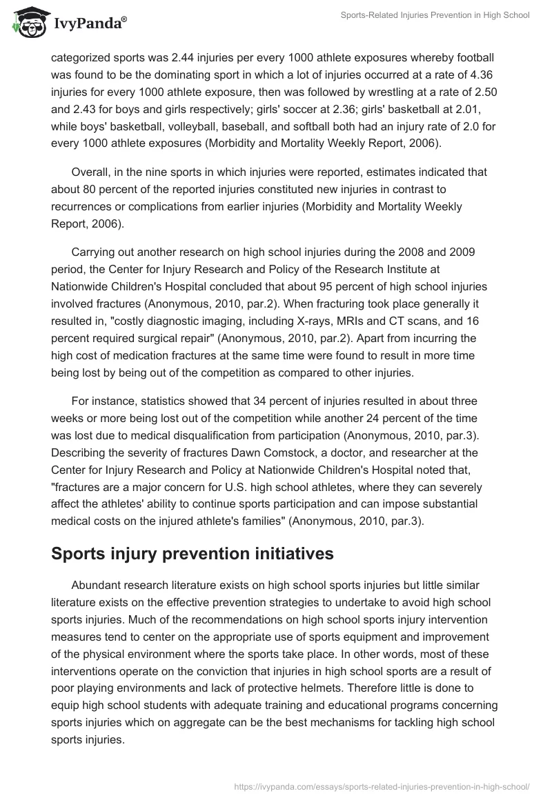 Sports-Related Injuries Prevention in High School. Page 3