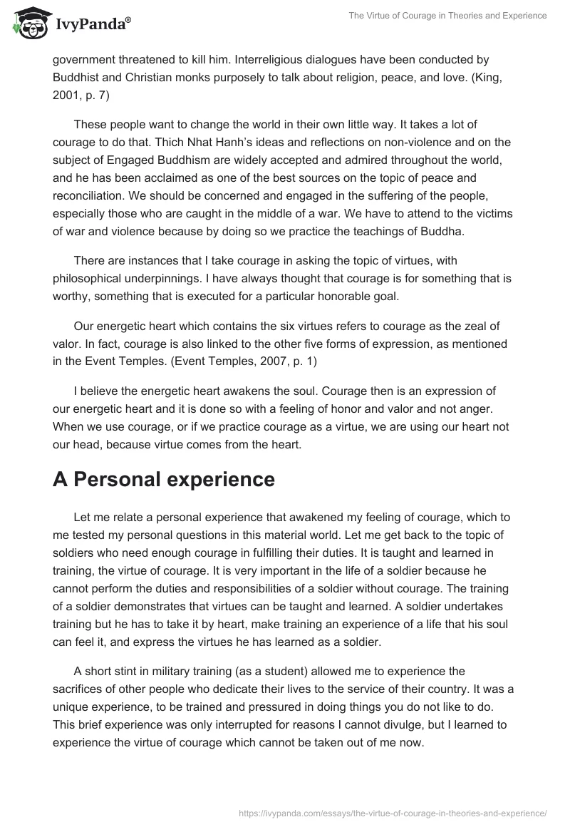 The Virtue of Courage in Theories and Experience. Page 4