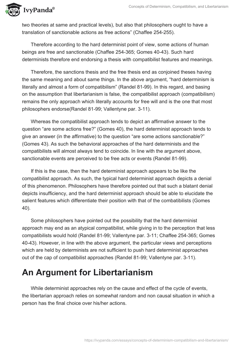 Concepts of Determinism, Compatibilism, and Libertarianism. Page 3