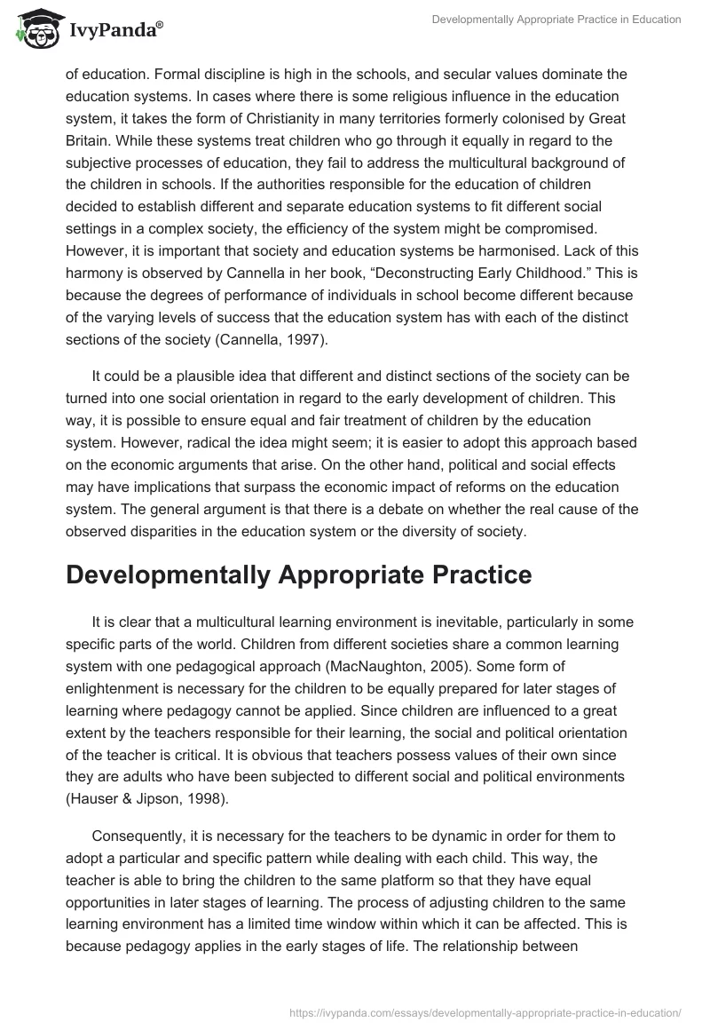 Developmentally Appropriate Practice in Education. Page 2
