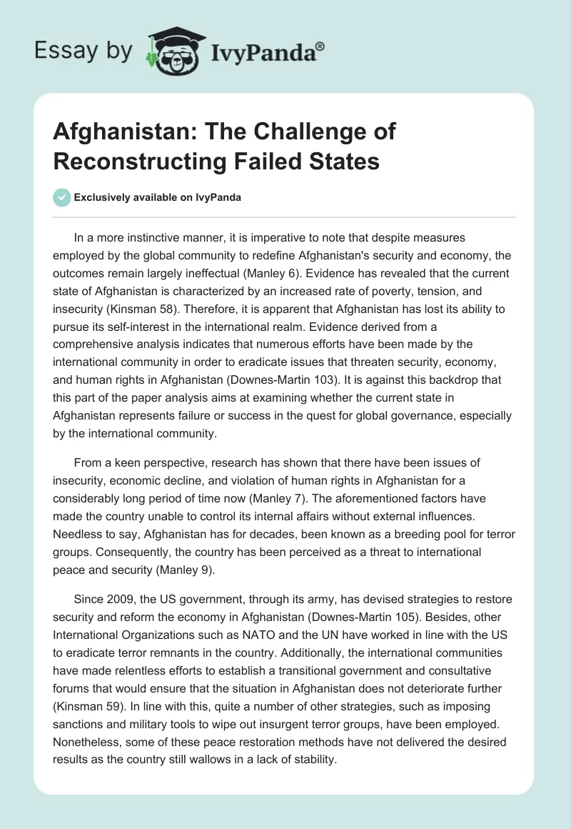 Afghanistan: The Challenge of Reconstructing "Failed" States. Page 1