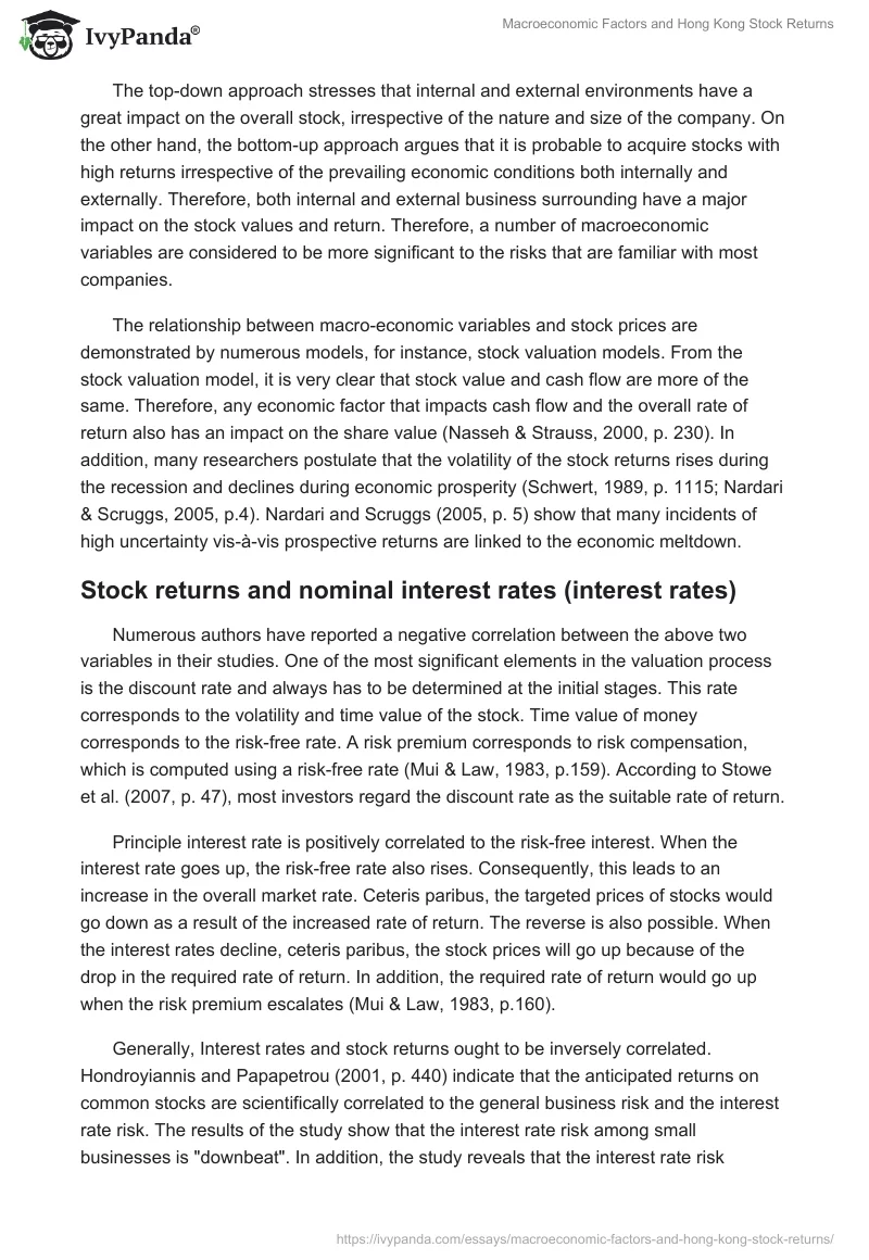 Macroeconomic Factors and Hong Kong Stock Returns. Page 5