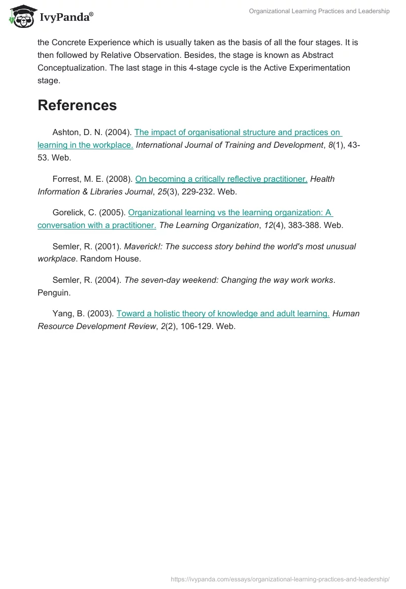Organizational Learning Practices and Leadership. Page 5
