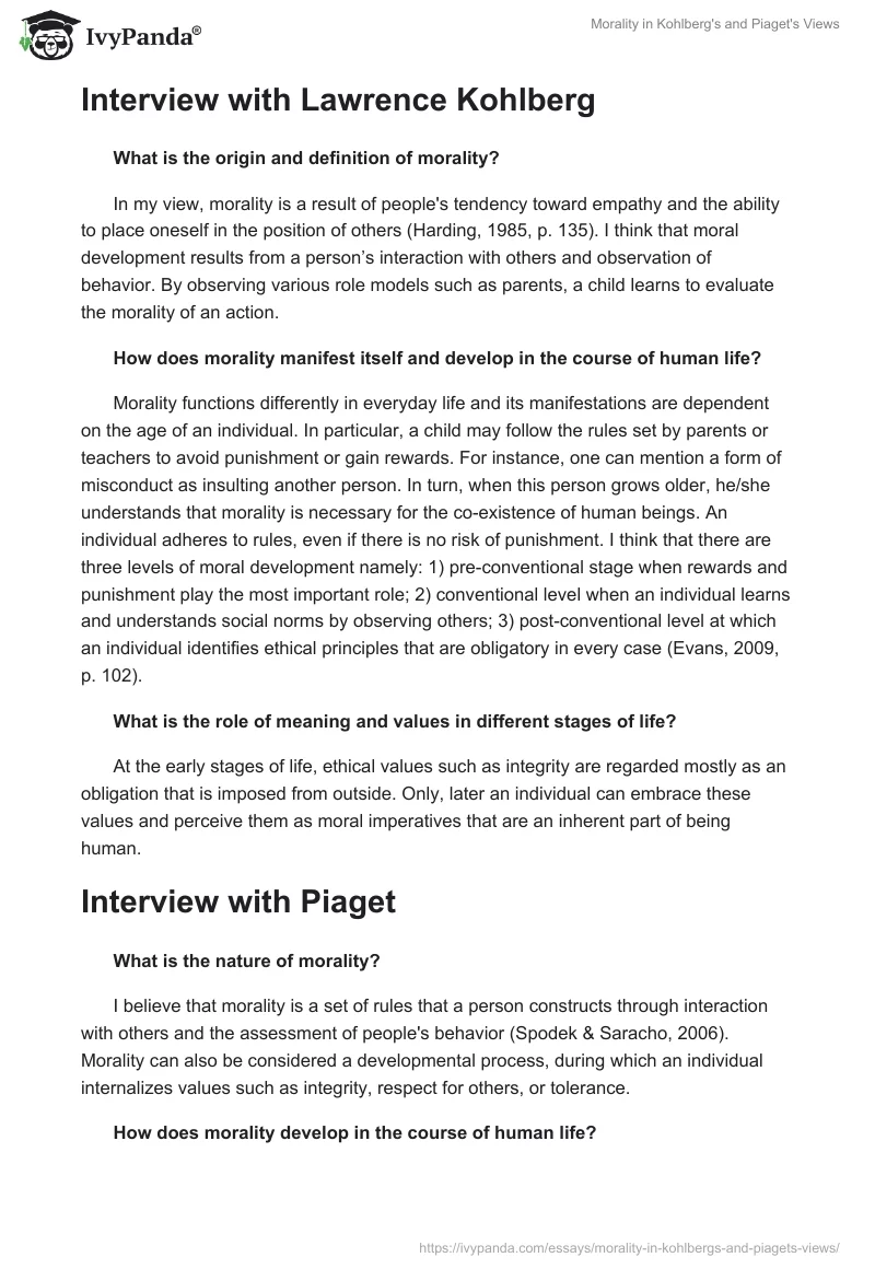 Morality in Kohlberg's and Piaget's Views. Page 2
