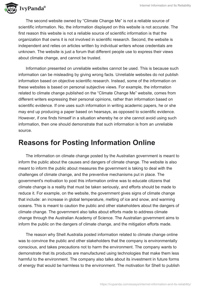 Internet Information and Its Reliability. Page 2