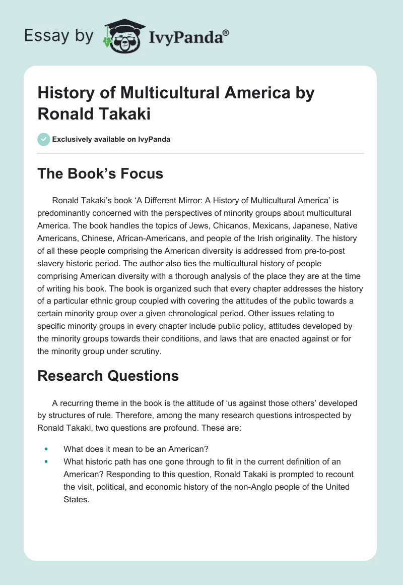 History of Multicultural America by Ronald Takaki. Page 1