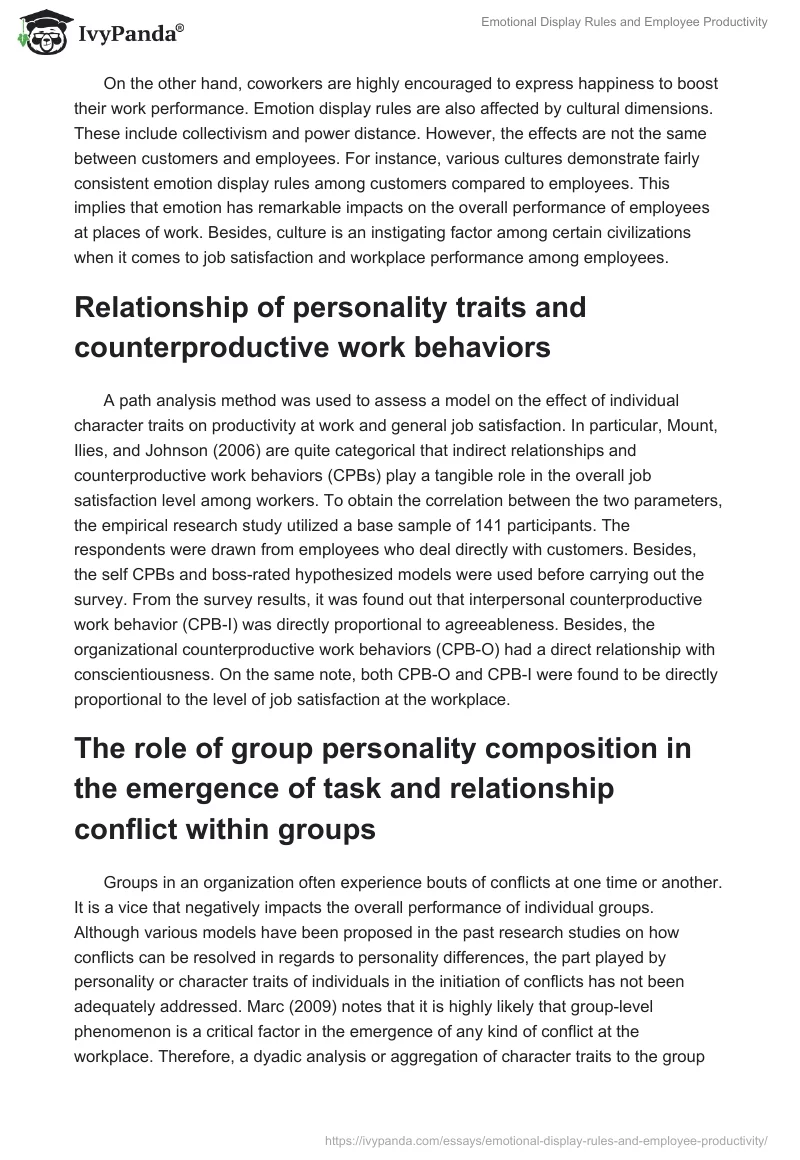 Emotional Display Rules and Employee Productivity. Page 2