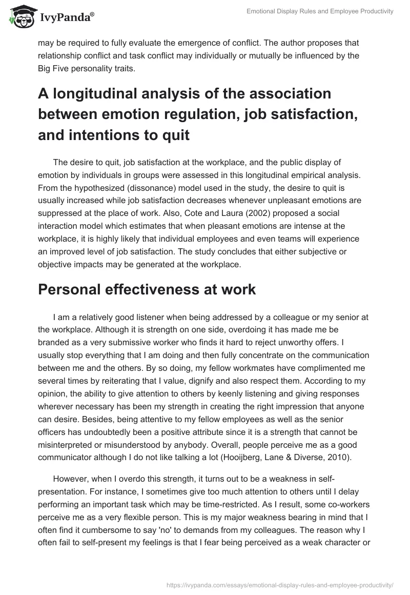Emotional Display Rules and Employee Productivity. Page 3