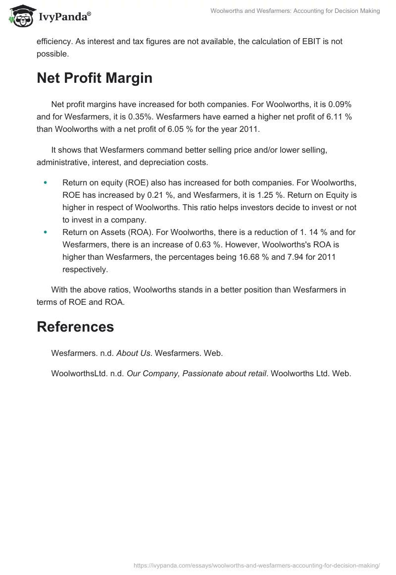Woolworths and Wesfarmers: Accounting for Decision Making. Page 3