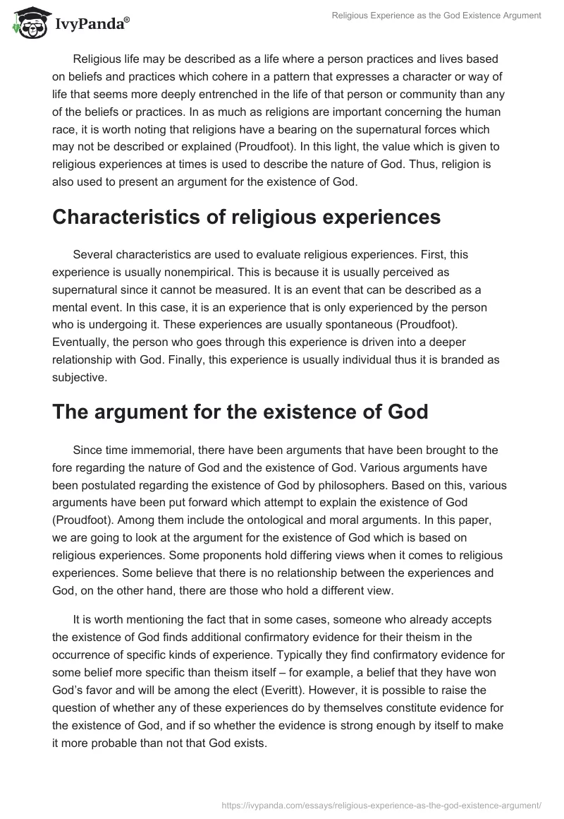 Religious Experience as the God Existence Argument. Page 2