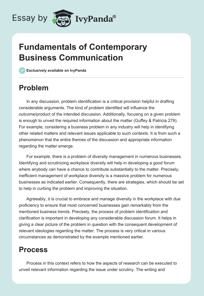 Fundamentals of Contemporary Business Communication - 568 Words ...