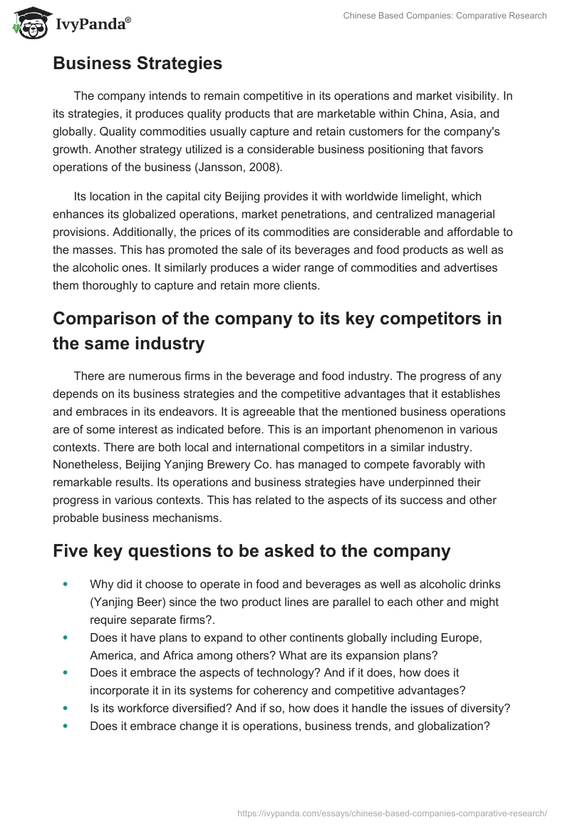 Chinese Based Companies: Comparative Research. Page 2