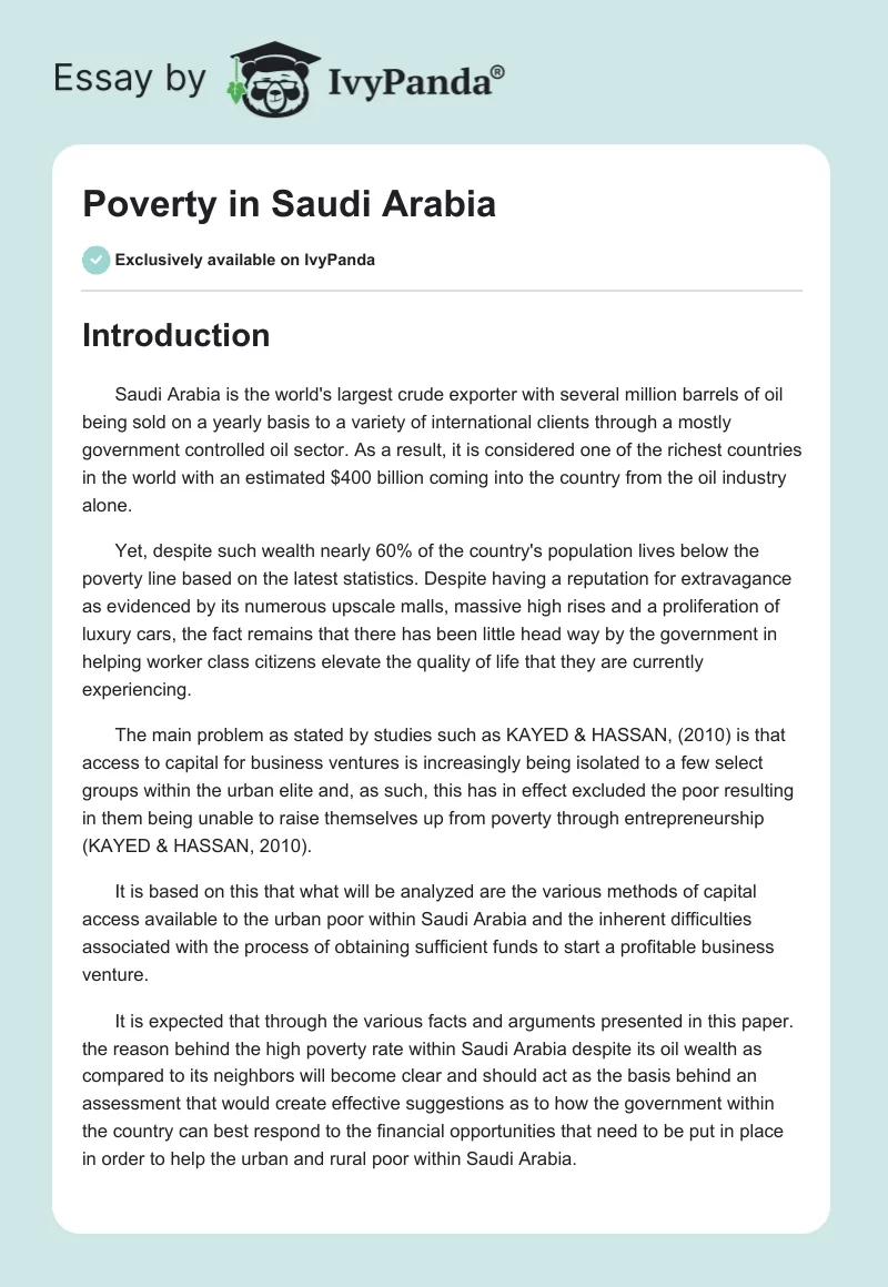 Poverty in Saudi Arabia. Page 1