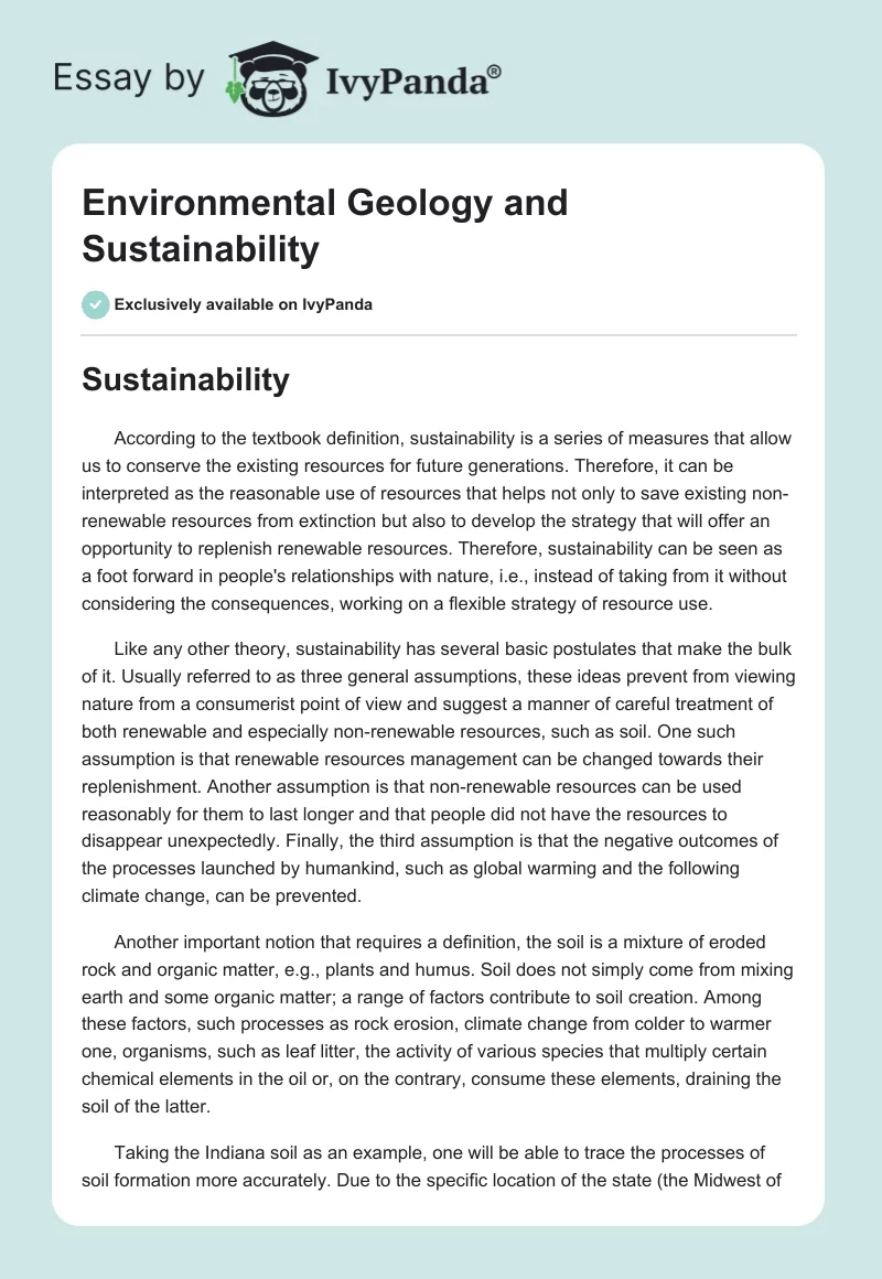 Environmental Geology and Sustainability. Page 1