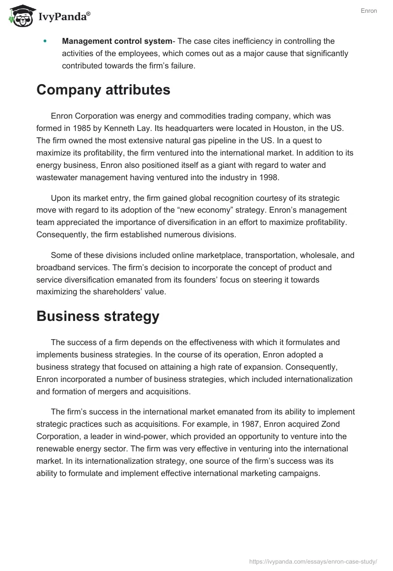 Solutions, Causes, & Conclusion: Enron Case Study. Page 2