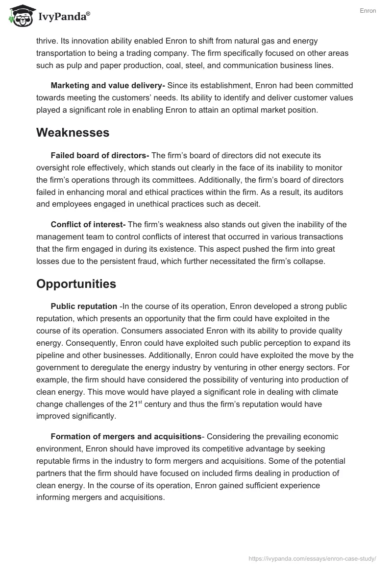 Solutions, Causes, & Conclusion: Enron Case Study. Page 4