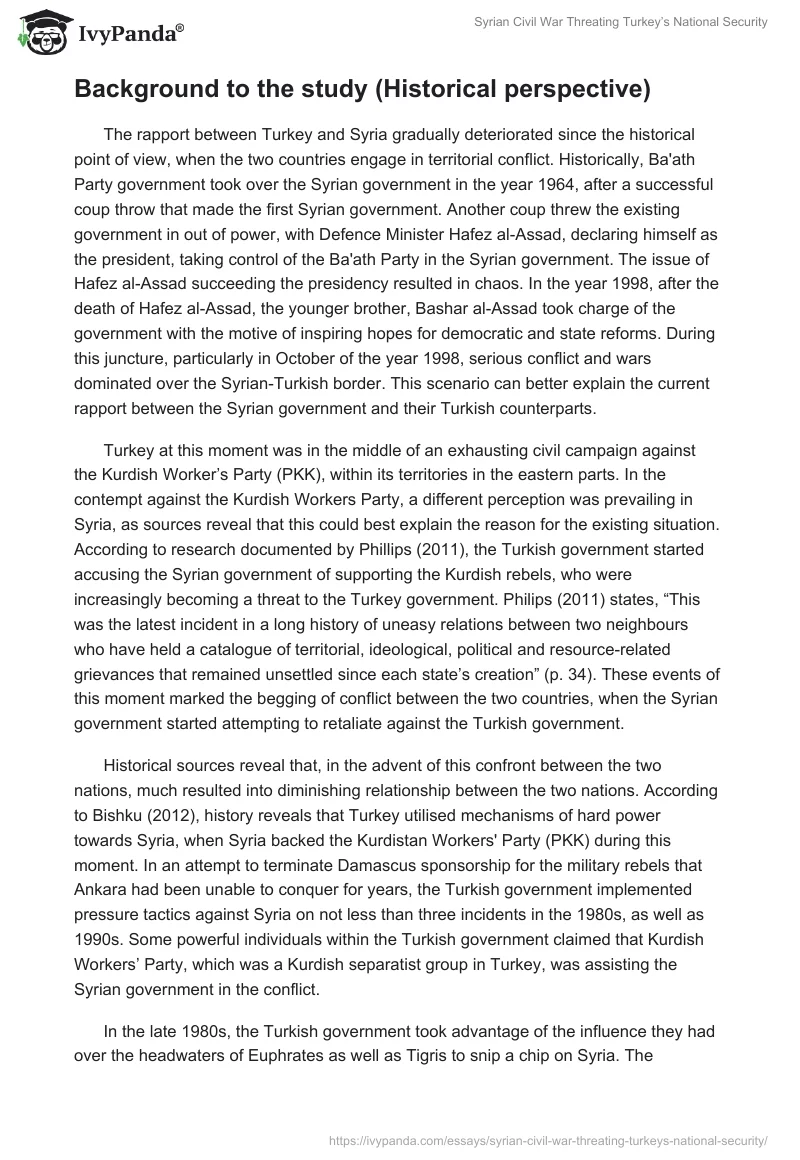 Syrian Civil War Threating Turkey’s National Security. Page 2