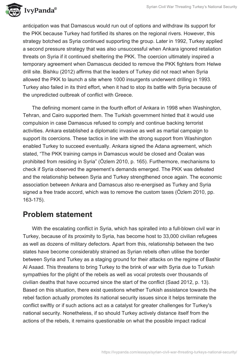 Syrian Civil War Threating Turkey’s National Security. Page 3