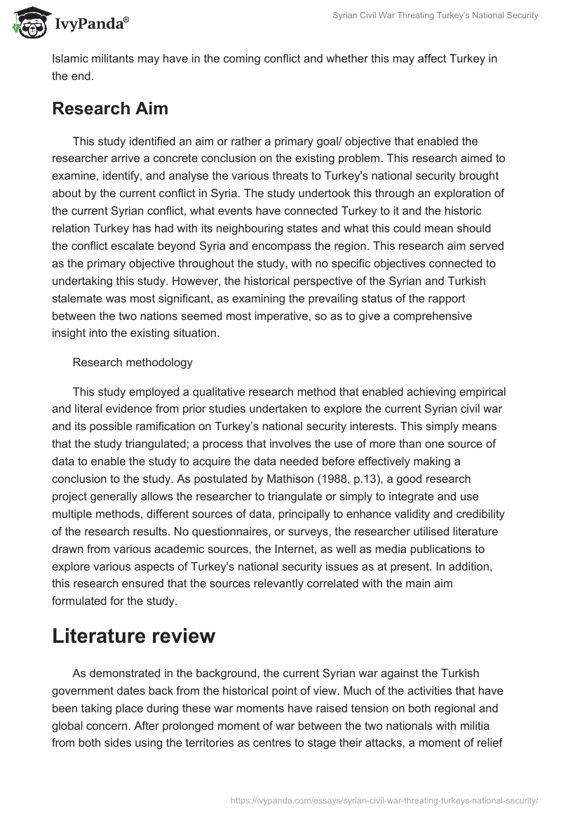 Syrian Civil War Threating Turkey’s National Security. Page 4