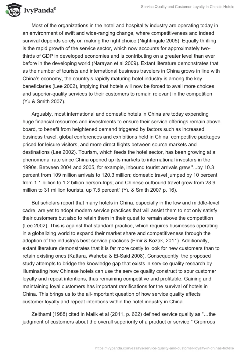 Service Quality and Customer Loyalty in China's Hotels. Page 2