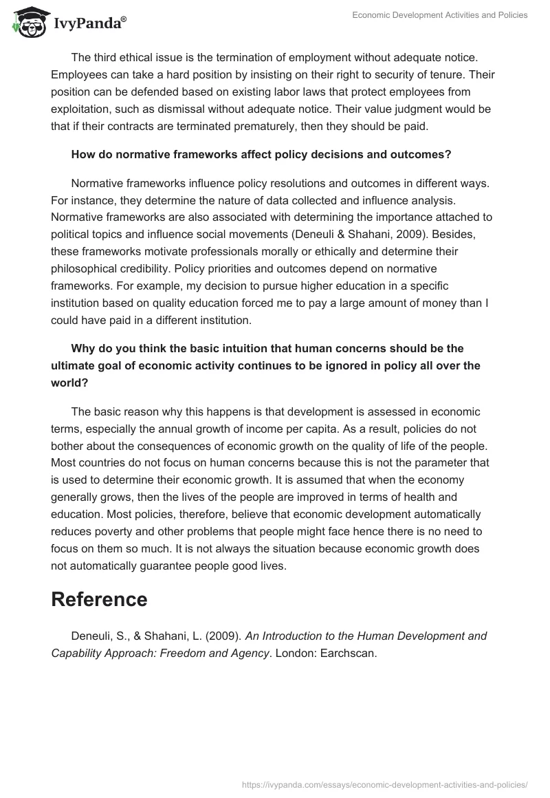 Understanding Development: Ethical Dimensions and Policy Implications. Page 2