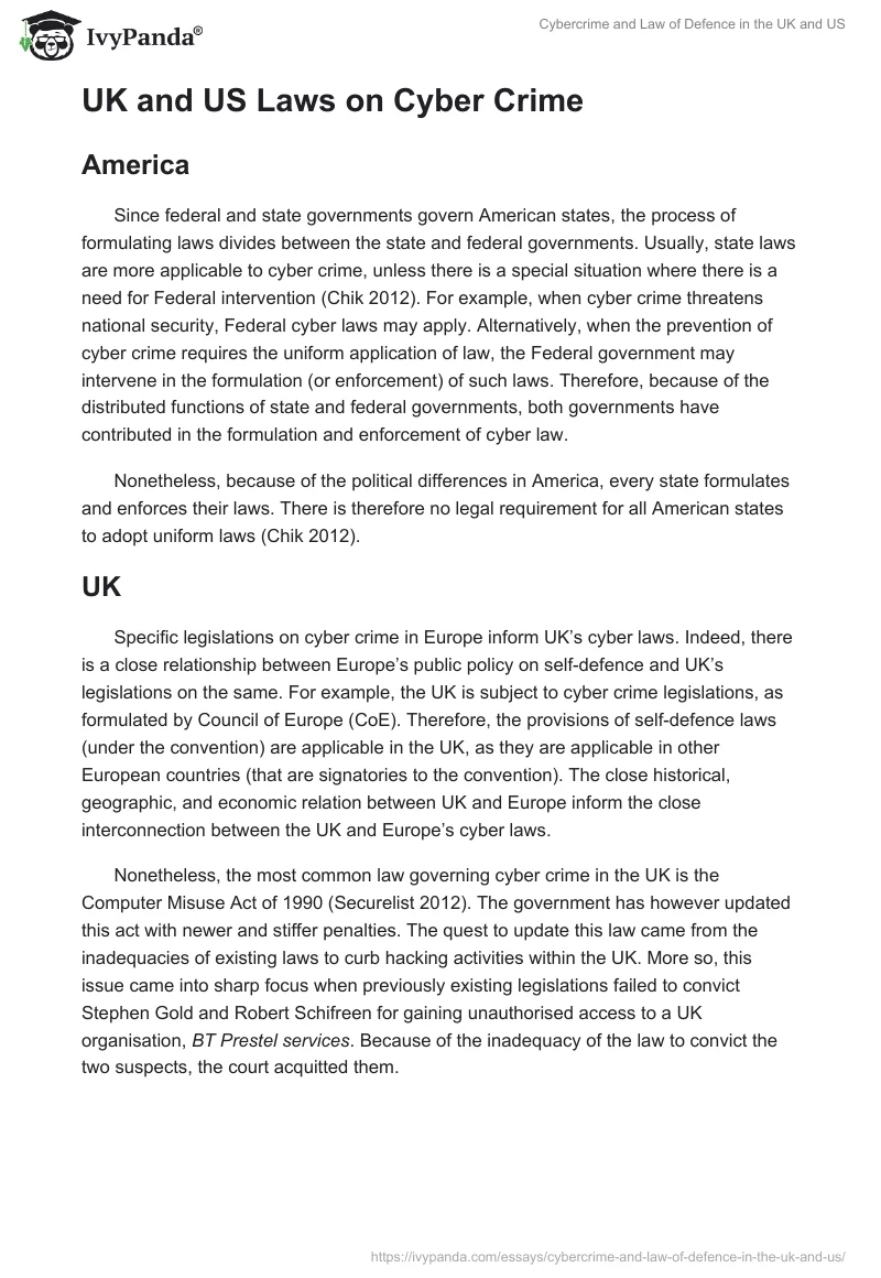 Cybercrime and Law of Defence in the UK and US. Page 2