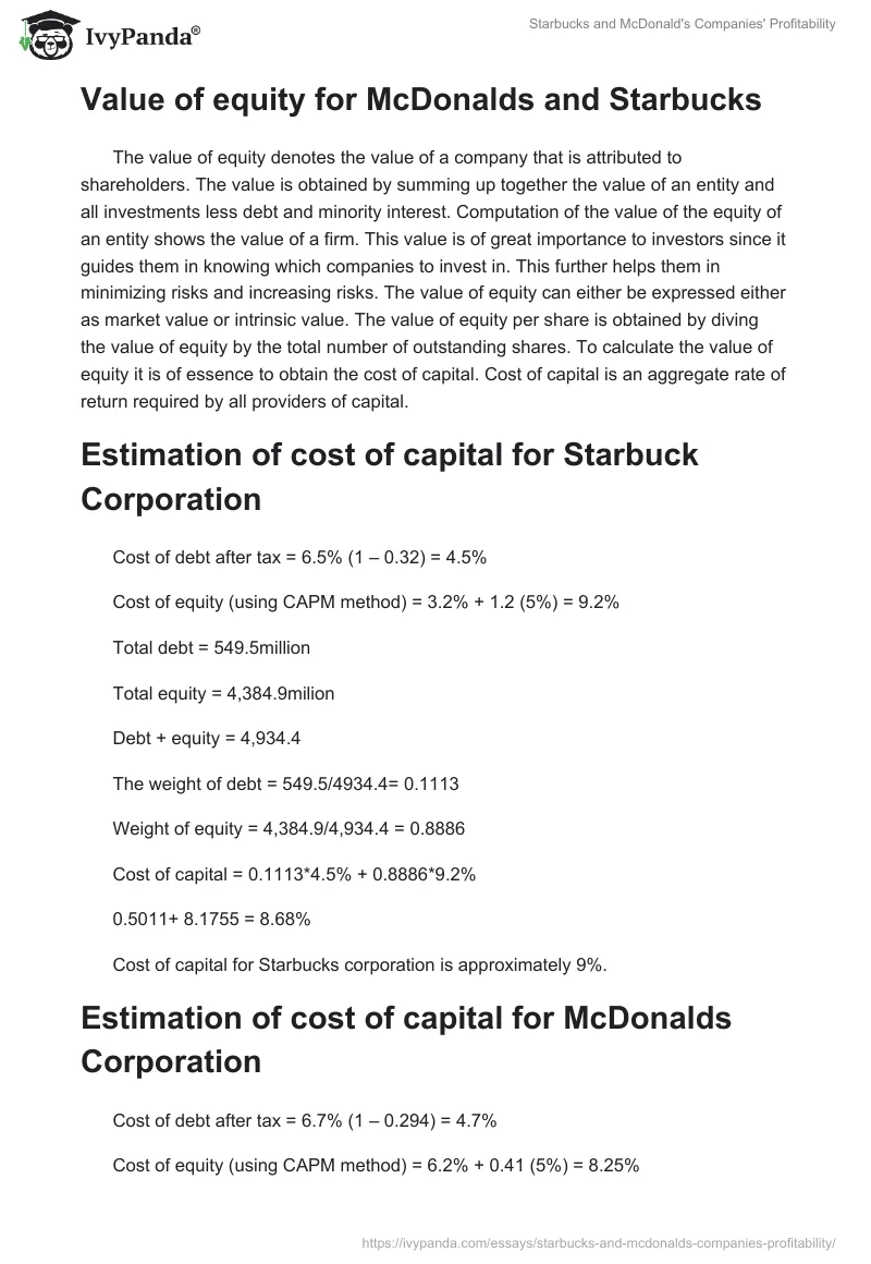 Starbucks and McDonald's Companies' Profitability. Page 3
