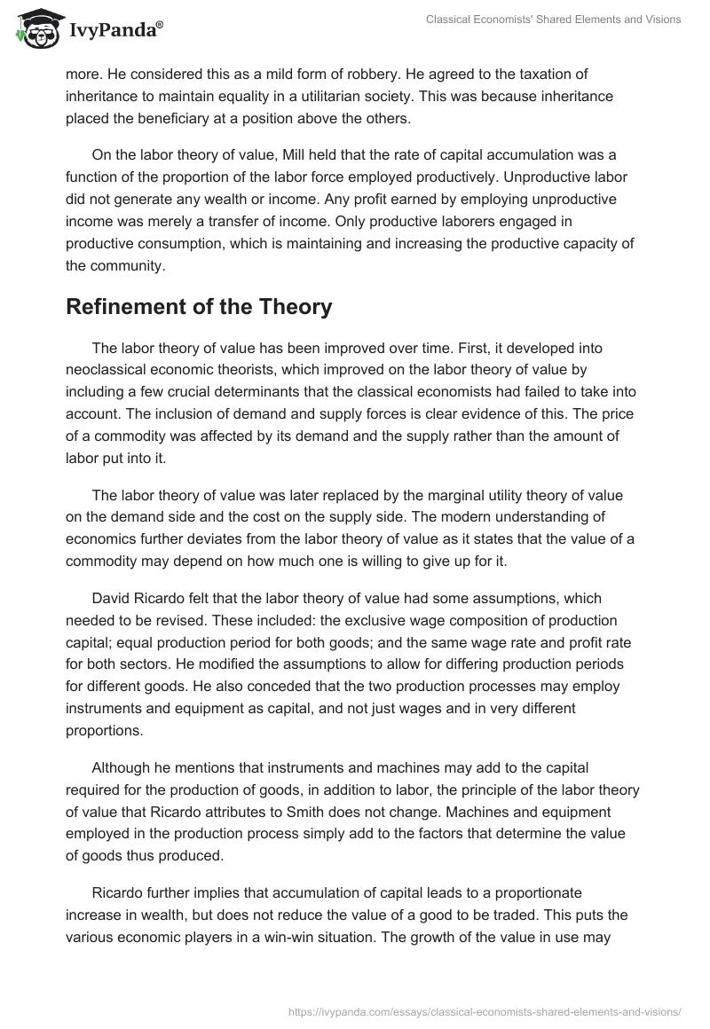 Classical Economists' Shared Elements and Visions. Page 3