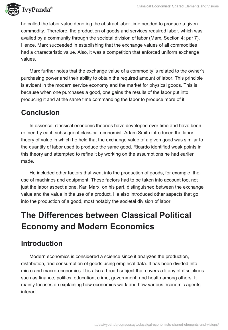 Classical Economists' Shared Elements and Visions. Page 5