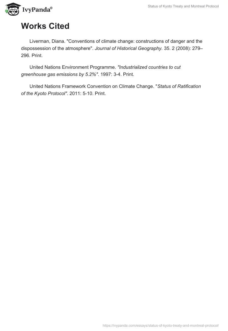 Status of Kyoto Treaty and Montreal Protocol. Page 3