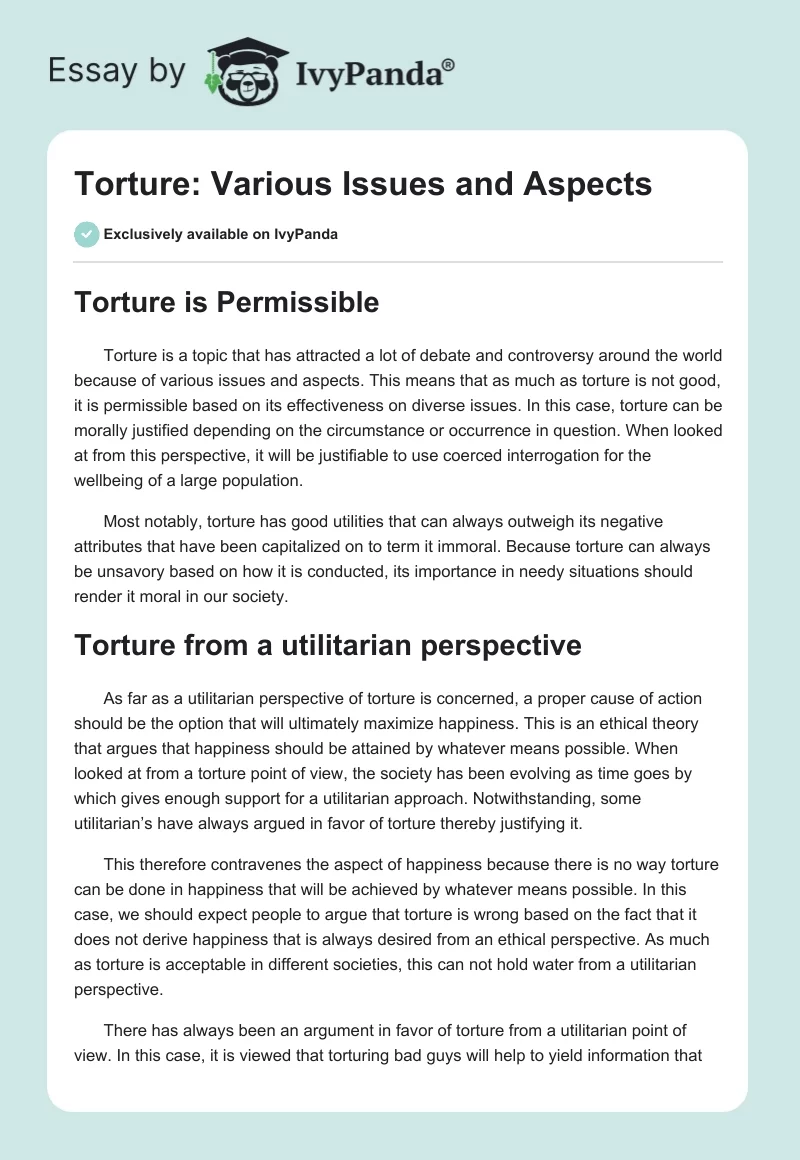 Torture: Various Issues and Aspects. Page 1