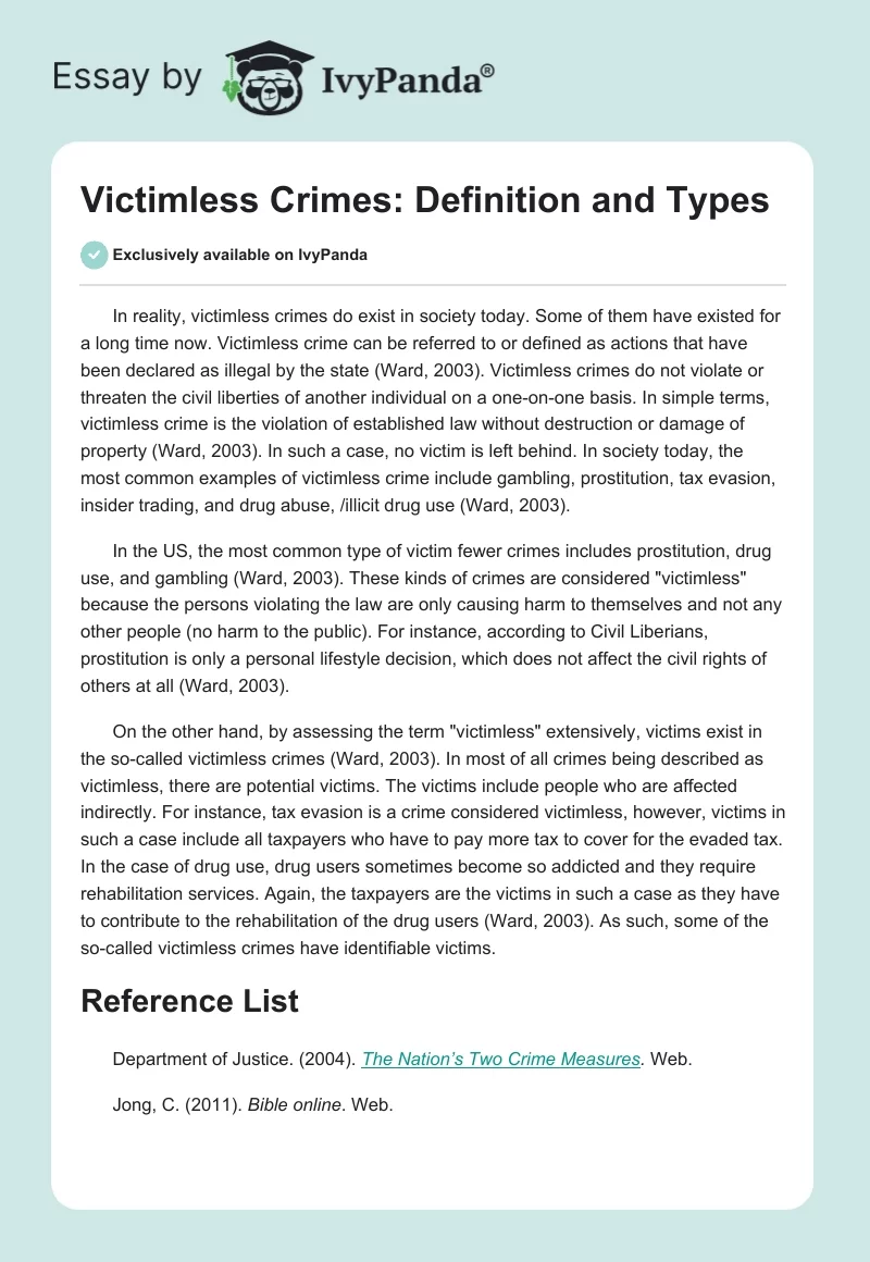 Victimless Crimes: Definition and Types. Page 1