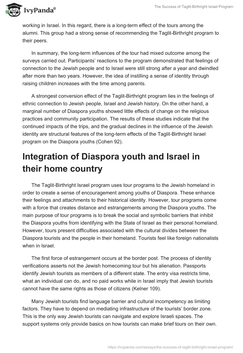 The Success of Taglit-Birthright Israel Program. Page 4