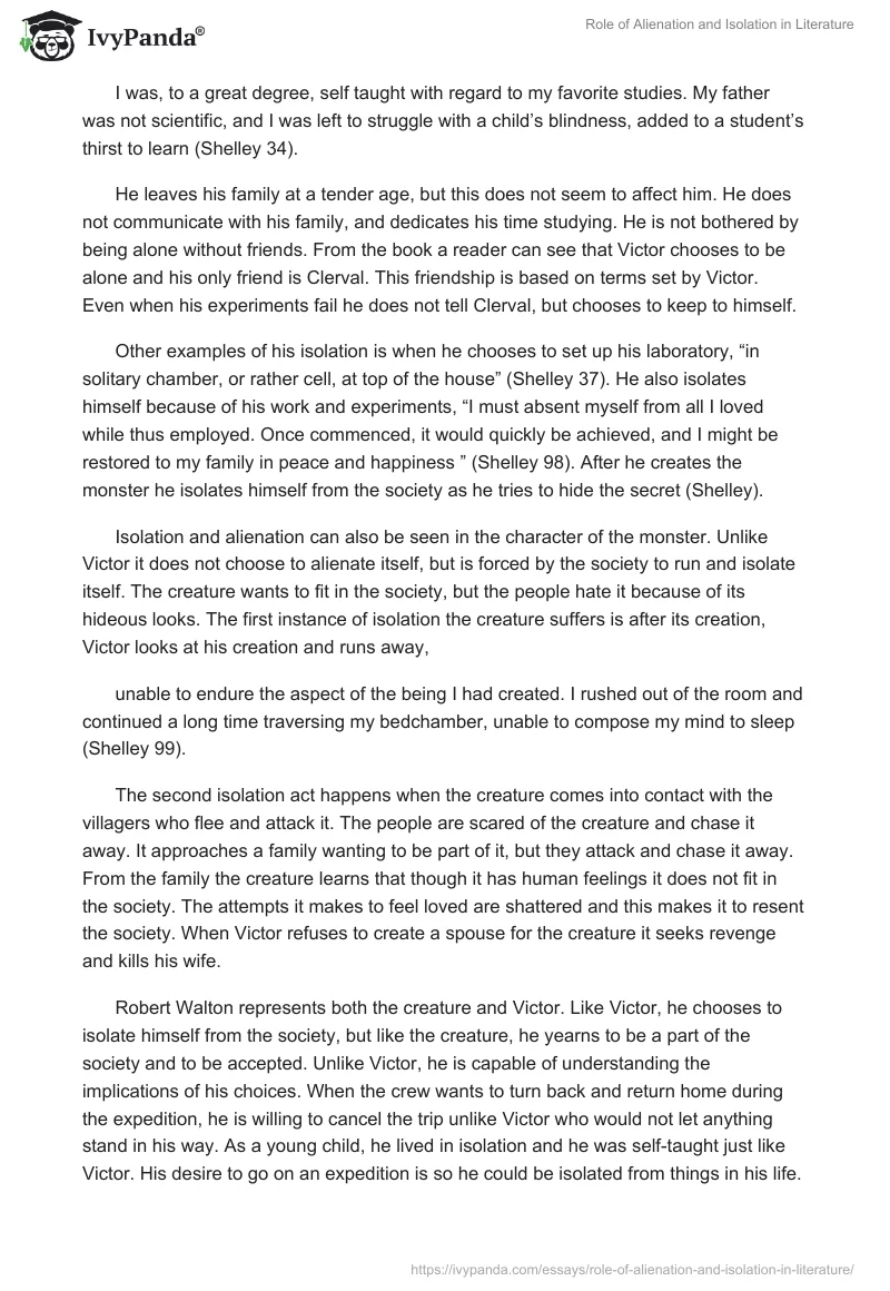 Role of Alienation and Isolation in Literature. Page 2