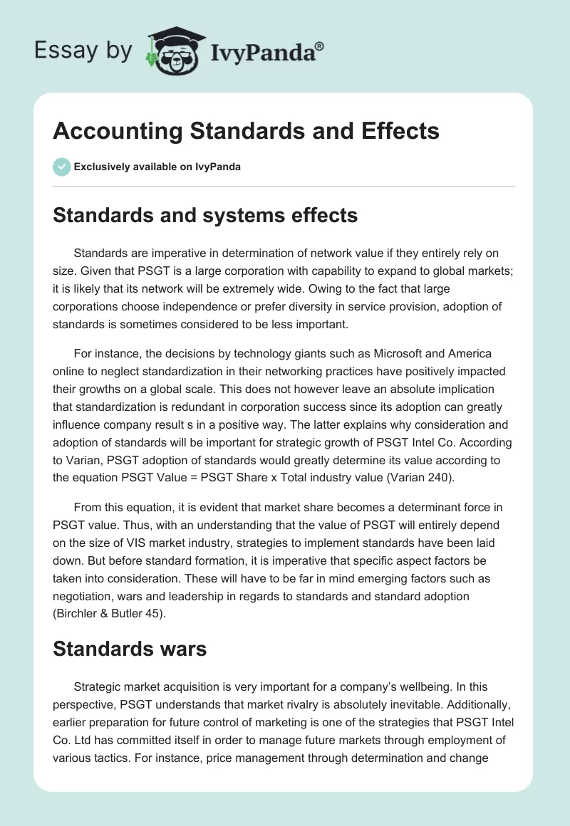 Accounting Standards and Effects. Page 1