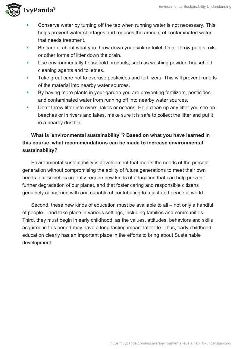 Environmental Sustainability Understanding. Page 2