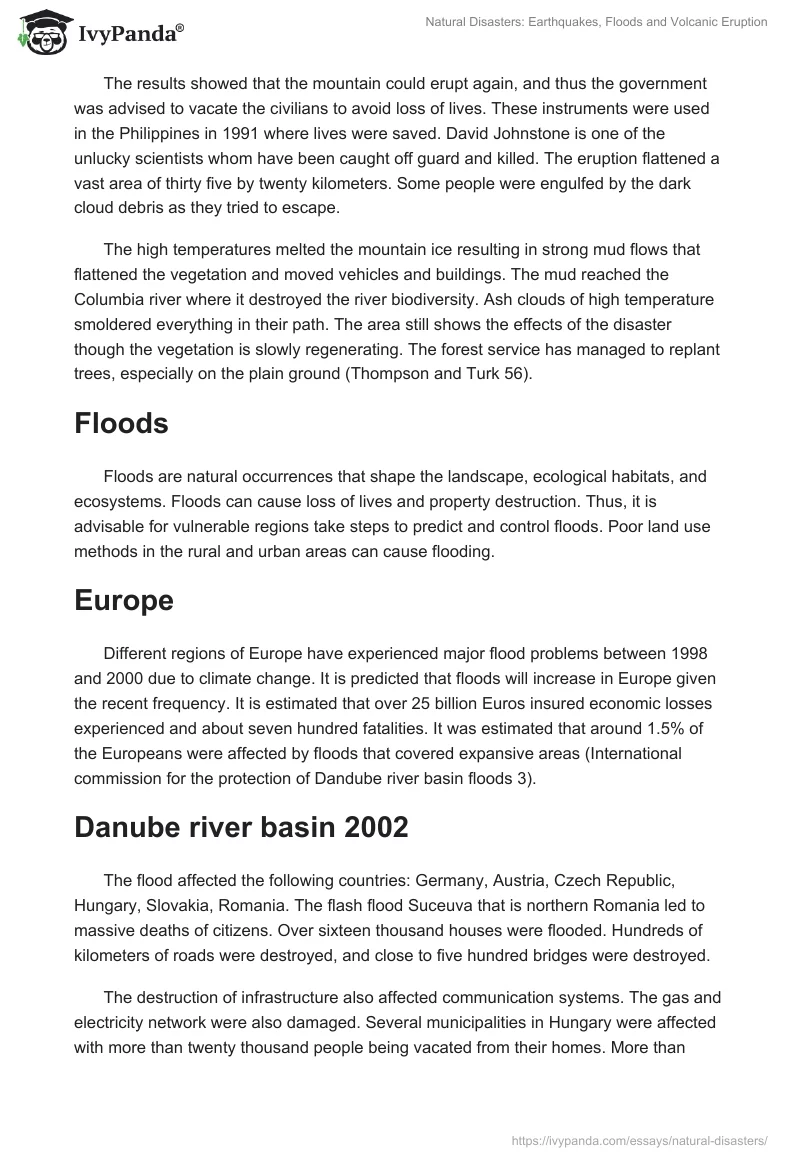 Natural Disasters: Earthquakes, Floods and Volcanic Eruption. Page 4
