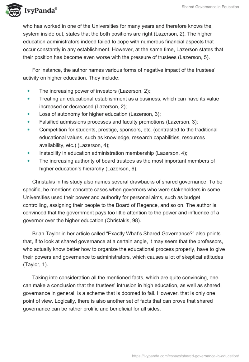 Shared Governance in Education. Page 2