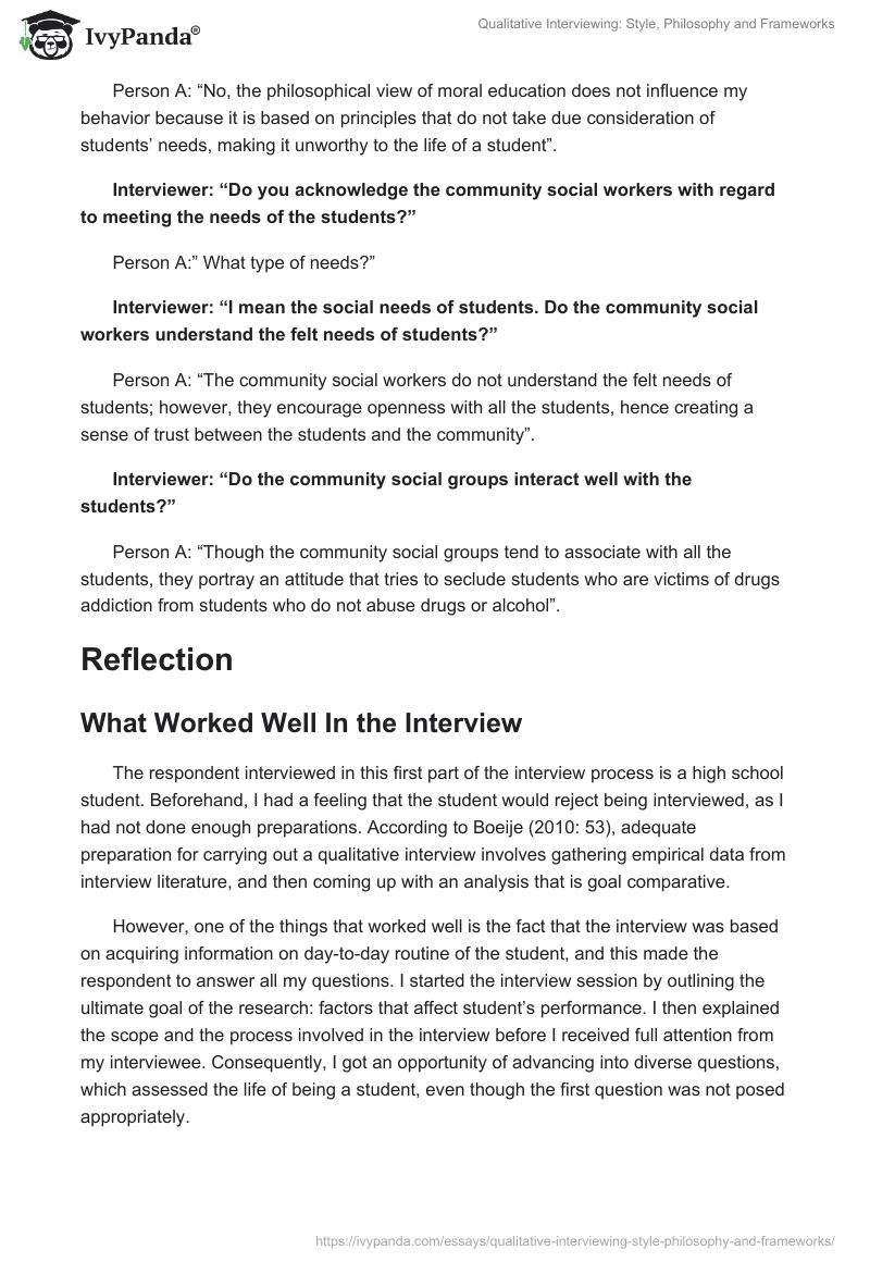 Qualitative Interviewing: Style, Philosophy and Frameworks. Page 4