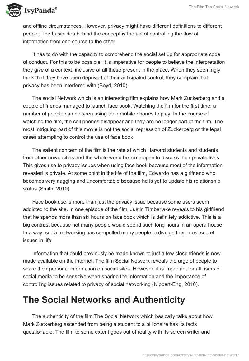 The Film "The Social Network". Page 2
