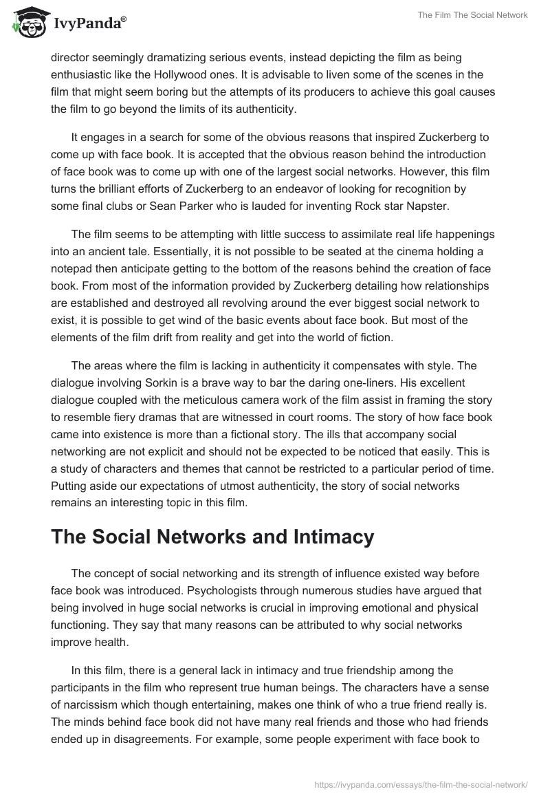 The Film "The Social Network". Page 3