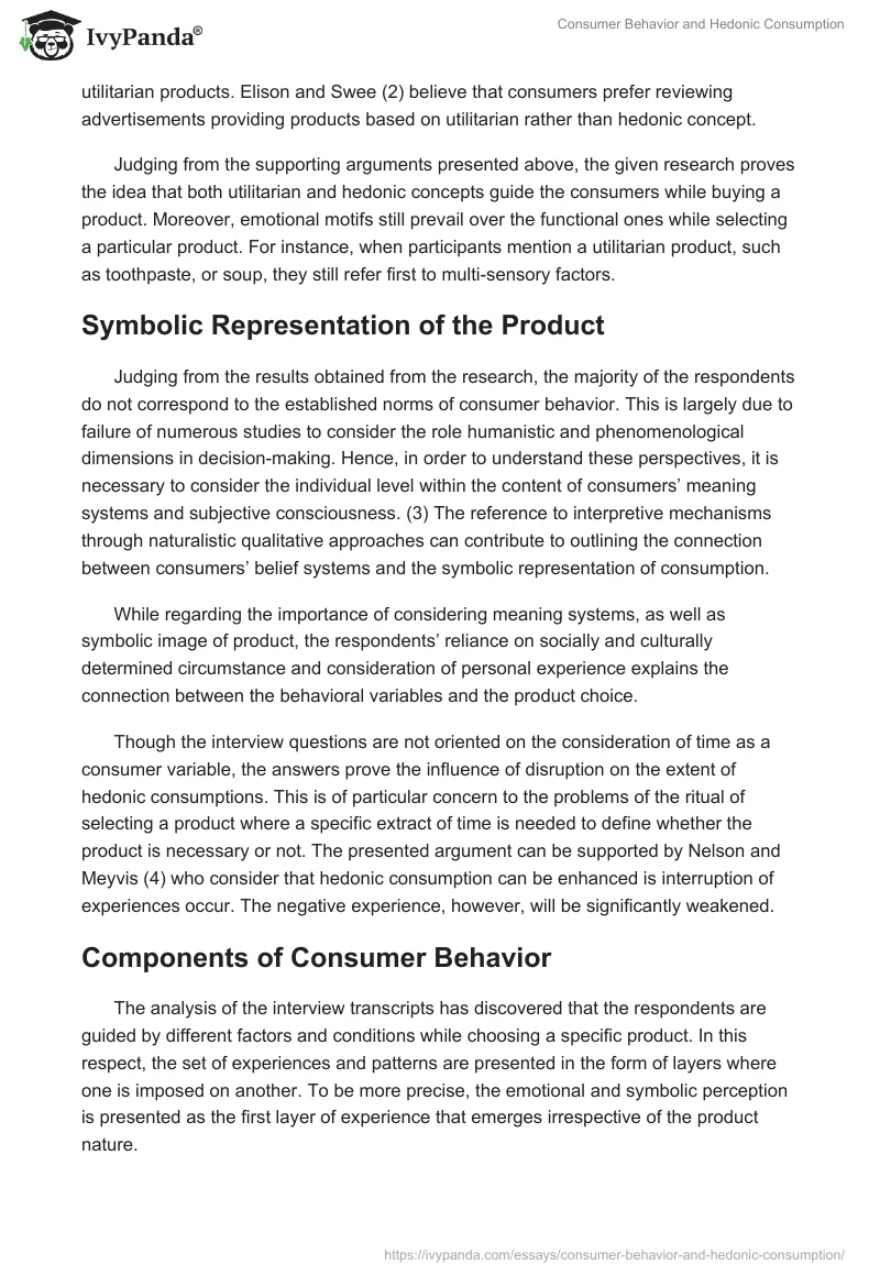 Consumer Behavior and Hedonic Consumption. Page 5