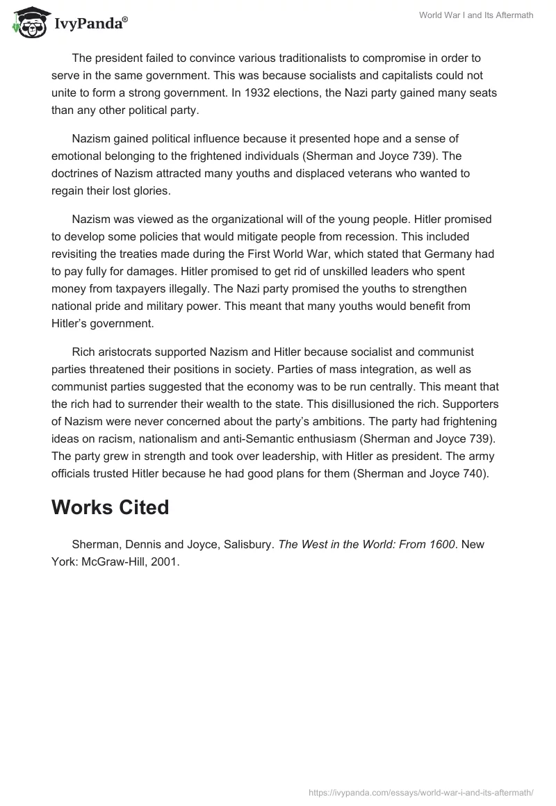 World War I and Its Aftermath. Page 2