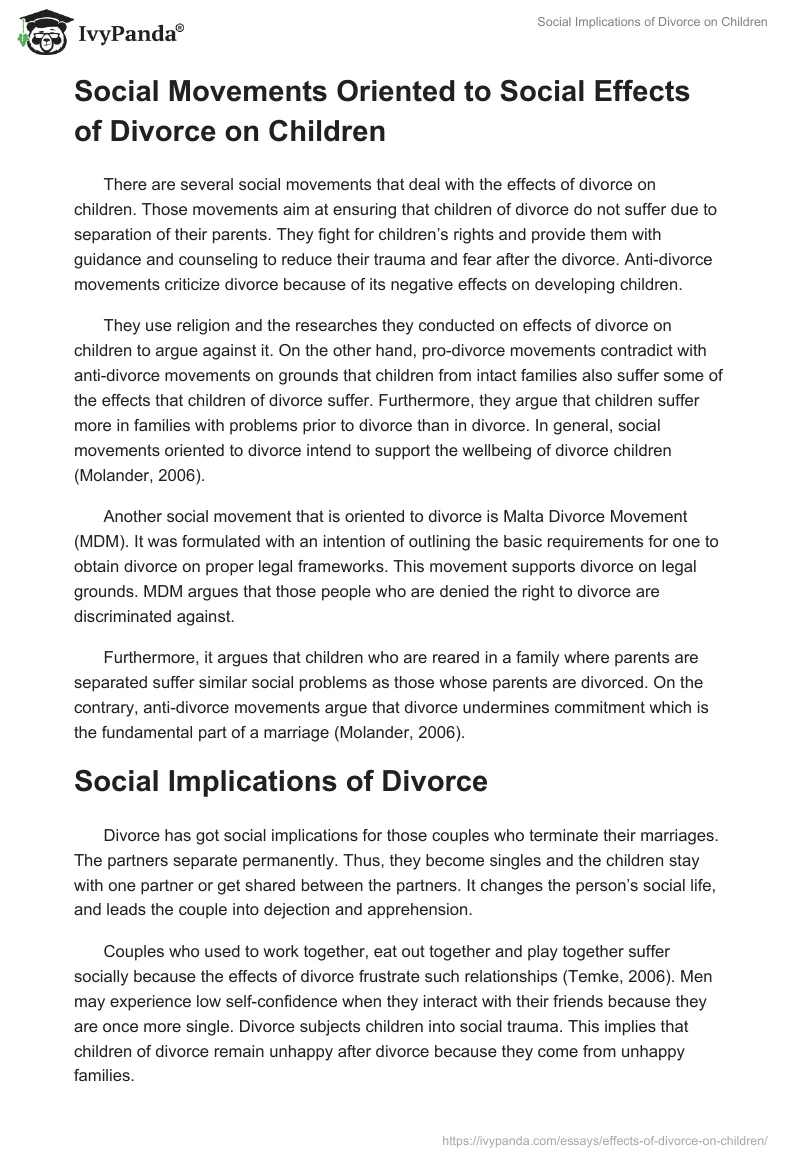 Social Implications of Divorce on Children. Page 3