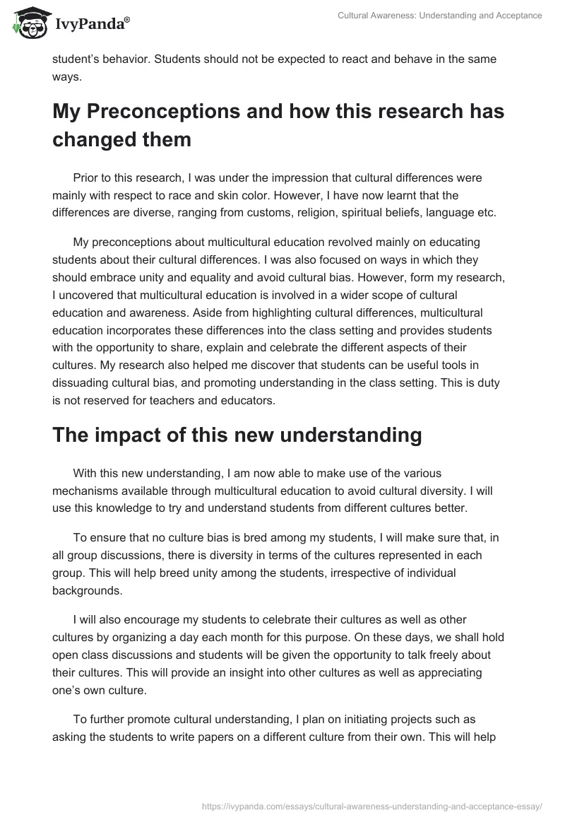 Cultural Awareness: Understanding and Acceptance. Page 3